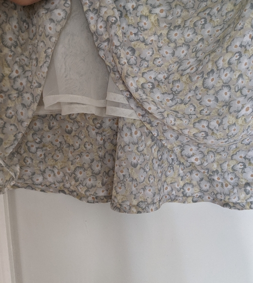 VINTAGE Floral Long Maxi Skirt Yellow Blue - Picture 13 of 14